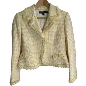 Nipon Boutique Blazer Ladies size 6 petite  Yellow Tweed old money New preppy